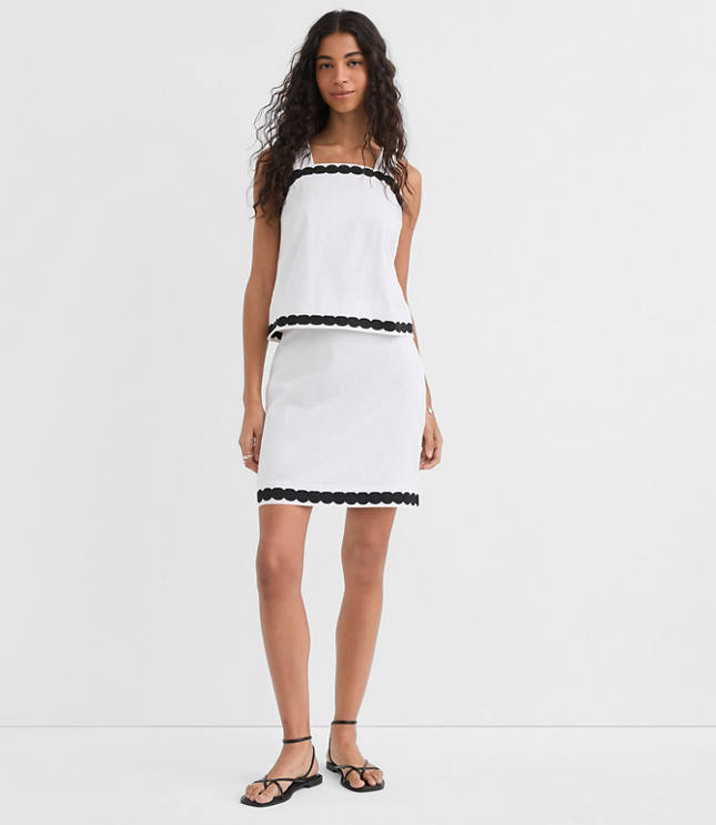 Petite Scalloped Linen Cotton Mini Skirt