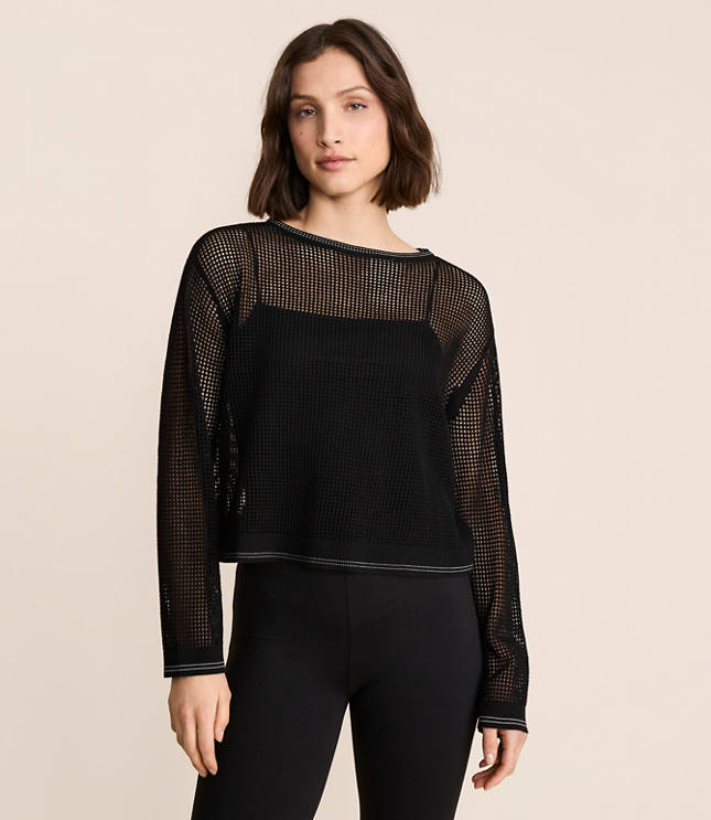 Lou & Grey Tipped Mesh Sweater