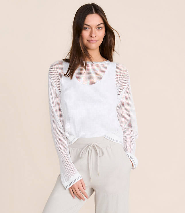 Lou & Grey Tipped Mesh Sweater