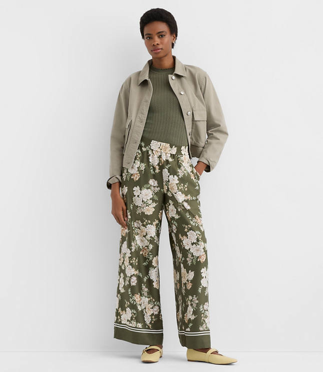 Pull On Wide Leg Pants in Floral