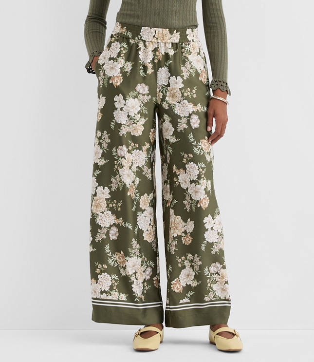 Pull On Wide Leg Pants in Floral