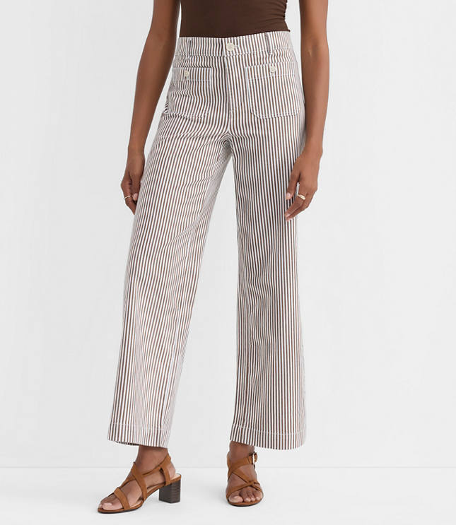 Tall Palmer Wide Leg Crop Pants in Stripe carousel Product Image 3