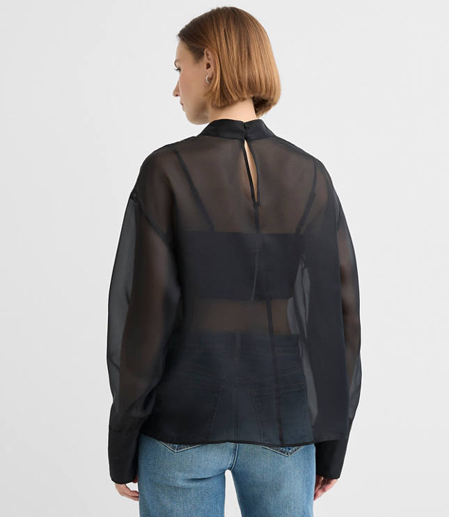 Satin Cami Mock Neck Blouse