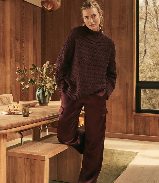 Haven Well Within Organic Cotton Horizontal Cable Funnel Neck Sweater