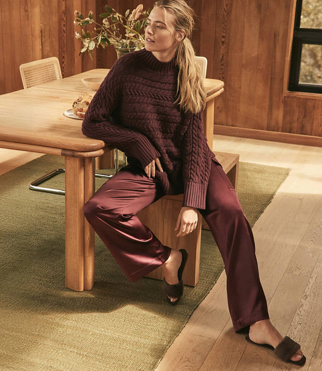 Haven Well Within Organic Cotton Horizontal Cable Funnel Neck Sweater