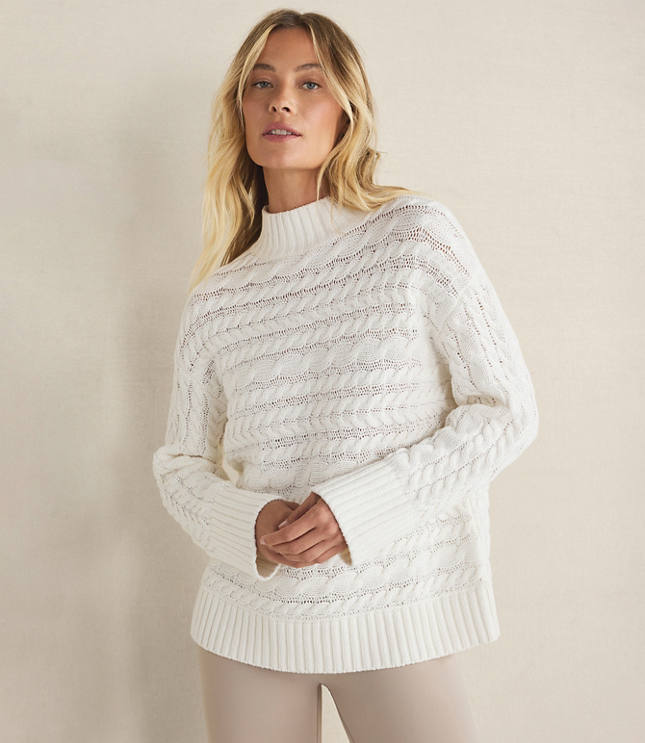 Haven Well Within Organic Cotton Horizontal Cable Funnel Neck Sweater