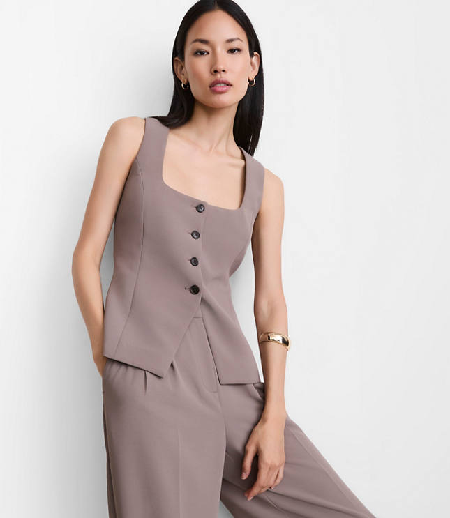 Petite LOFT Versa Crepe Drape Tank Vest