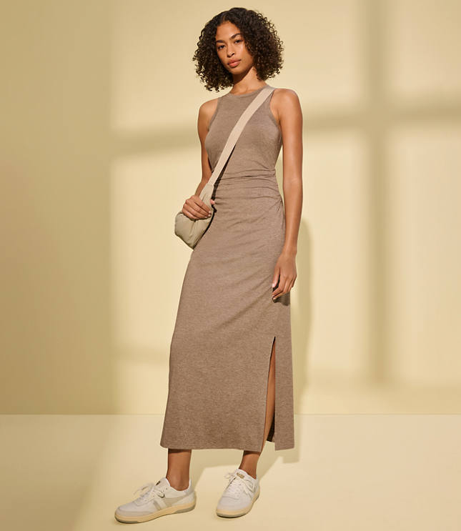 Petite Lou & Grey Heathered Brushedsoft Ruched Tank Midi Dress