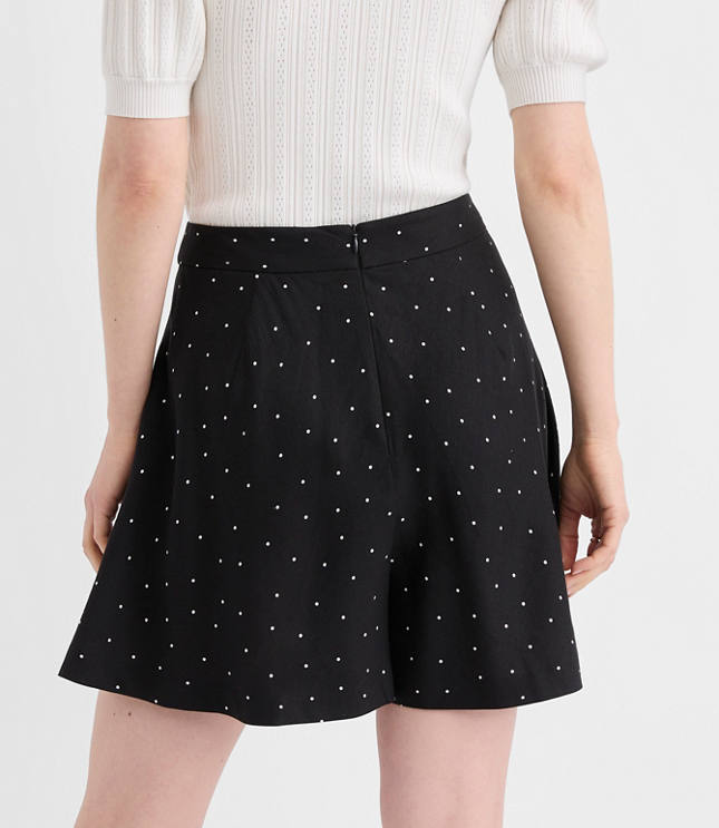 Side Zip Shorts in Dotted Linen Blend