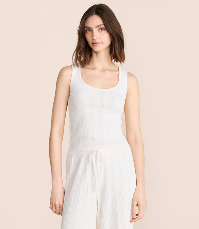 Lou & Grey Pointelle Striped Pajama Tank Top