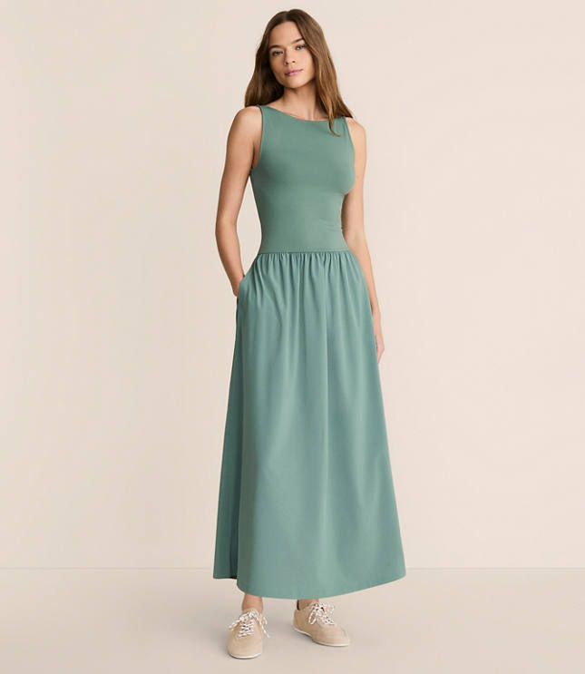 Petite Lou & Grey Wanderweave Mixed Media Maxi Pocket Dress