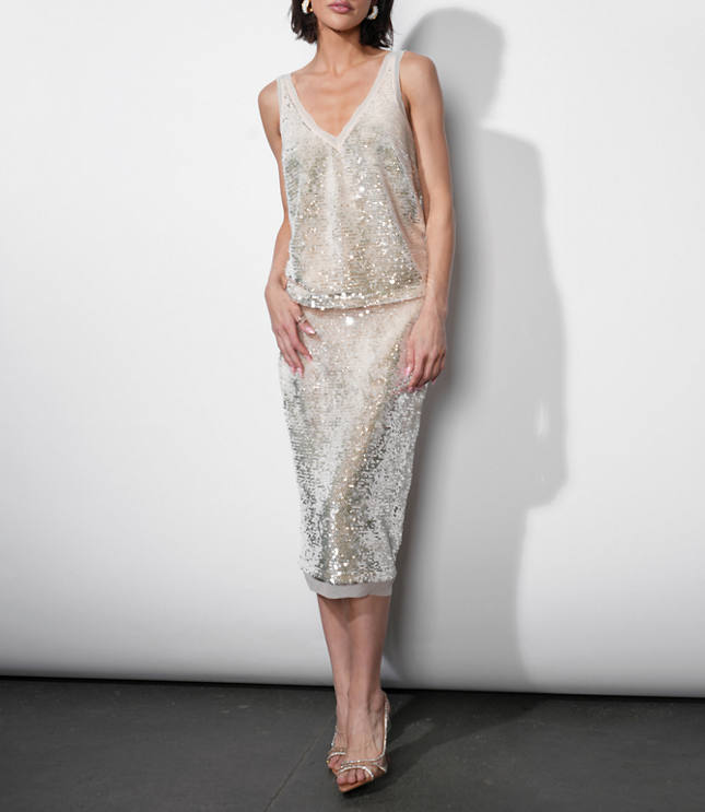 Greylin Gianna Velvet Sequin Midi Skirt