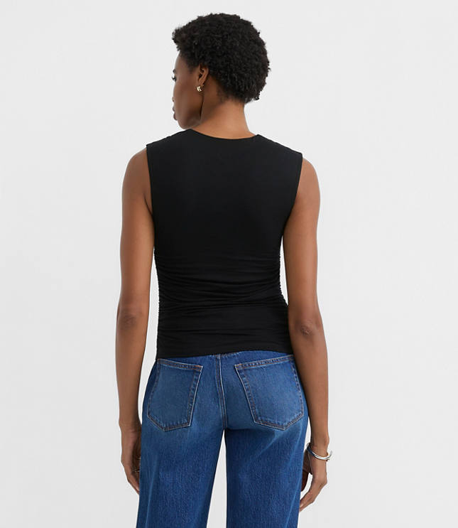 Petite Ruched Square Neck Top