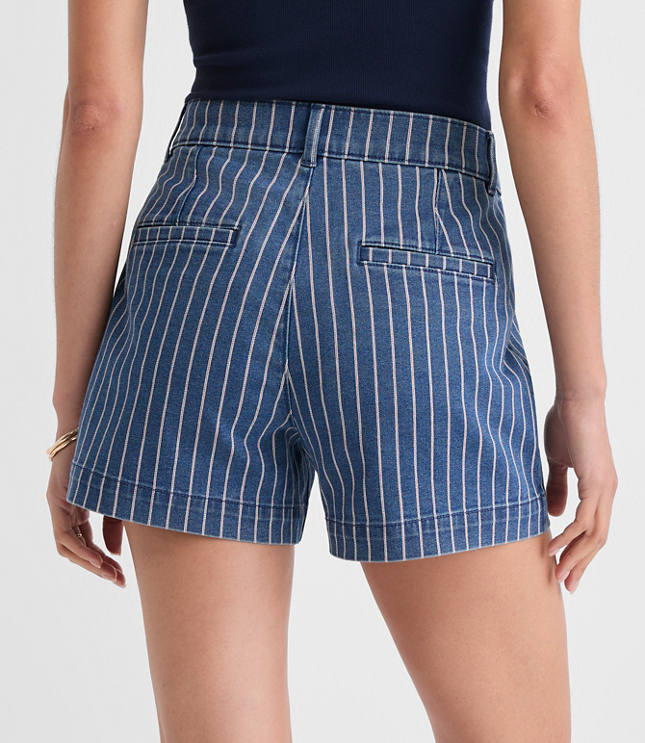 Petite Palmer Denim Shorts in Red Stripe carousel Product Image 4