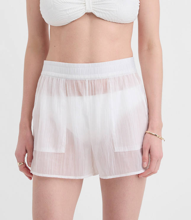 LOFT Beach Sheer Patch Pocket Shorts