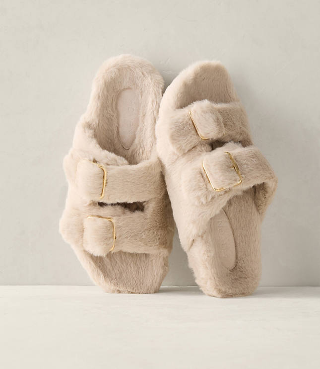 Haven Well Within Faux Fur Buckle Molded Slippers