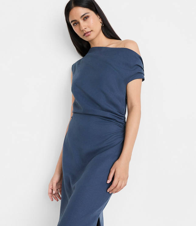 Petite LOFT Versa Pure Spun Off The Shoulder Midi Dress carousel Product Image 2