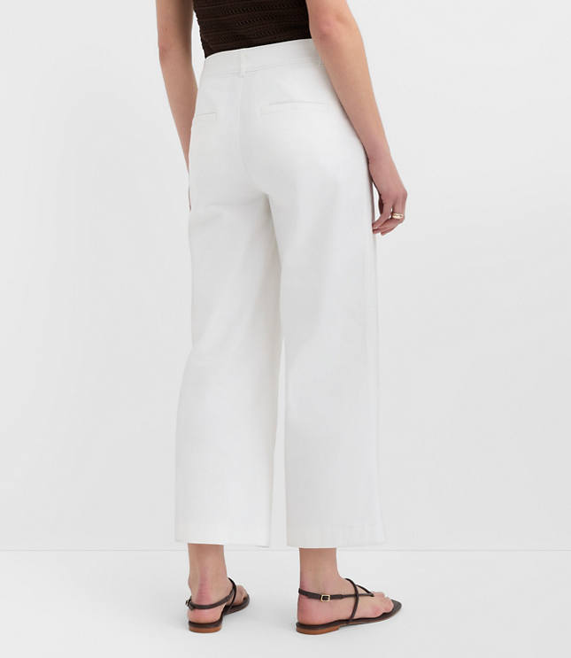Palmer Wide Leg Crop Pants in Embroidered Twill