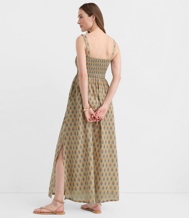 LOFT Beach Garden Smocked Maxi Pocket Dress