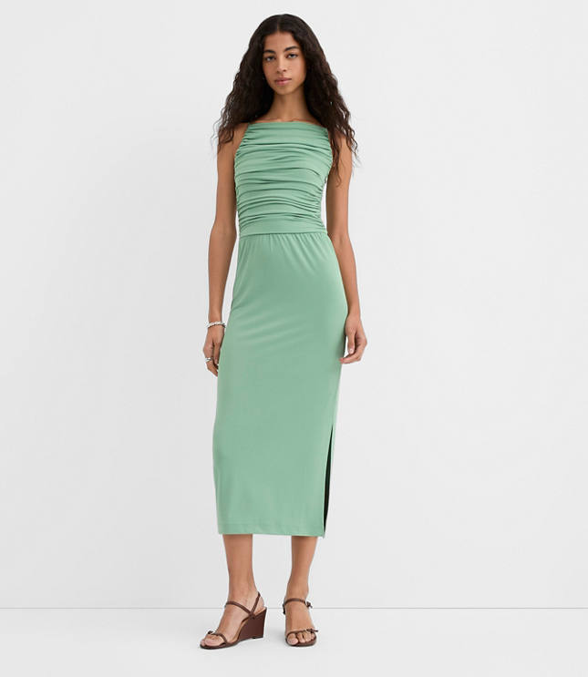 Tall Ruched Apron Neck Midi Dress