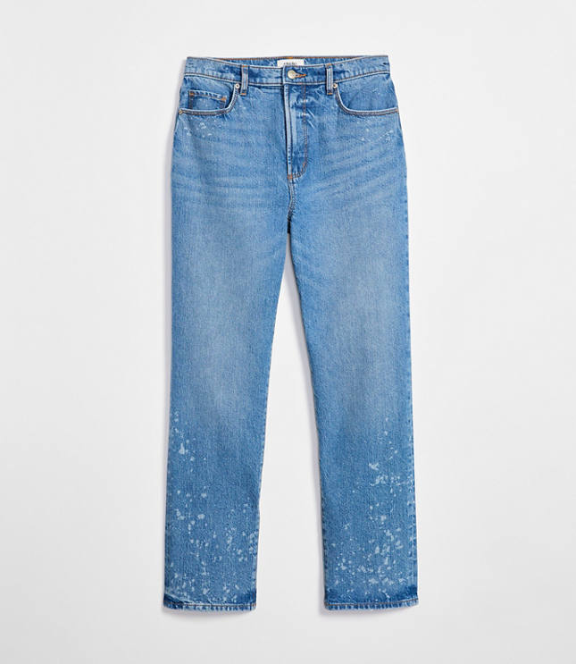 Rivete Petite High Rise Straight Jeans in Bleach Out Wash carousel Product Image 4