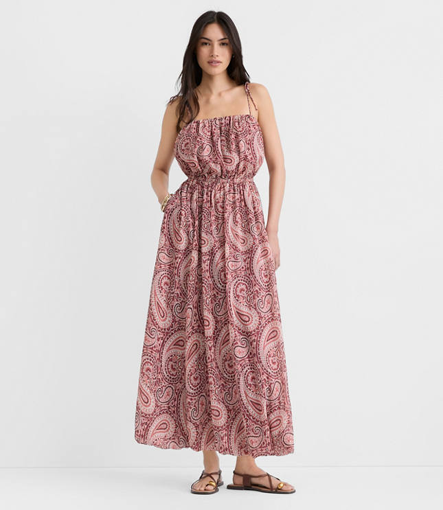 Petite Paisley Tie Strap Bubble Maxi Dress