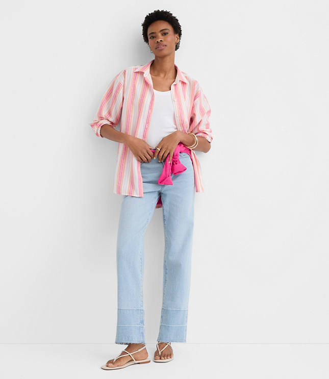 Striped Linen Cotton Everyday Oversized Shirt