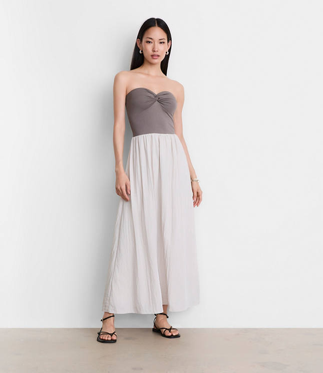 LOFT Versa Strapless Mixed Media Maxi Dress