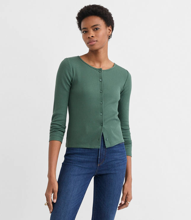 Ruffle Ribbed Cardigan