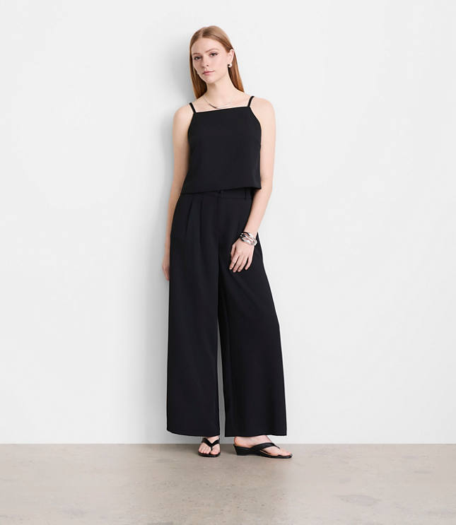 Petite LOFT Versa Crepe Drape Square Neck Top