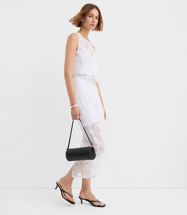 Lace Overlay Midi Skirt