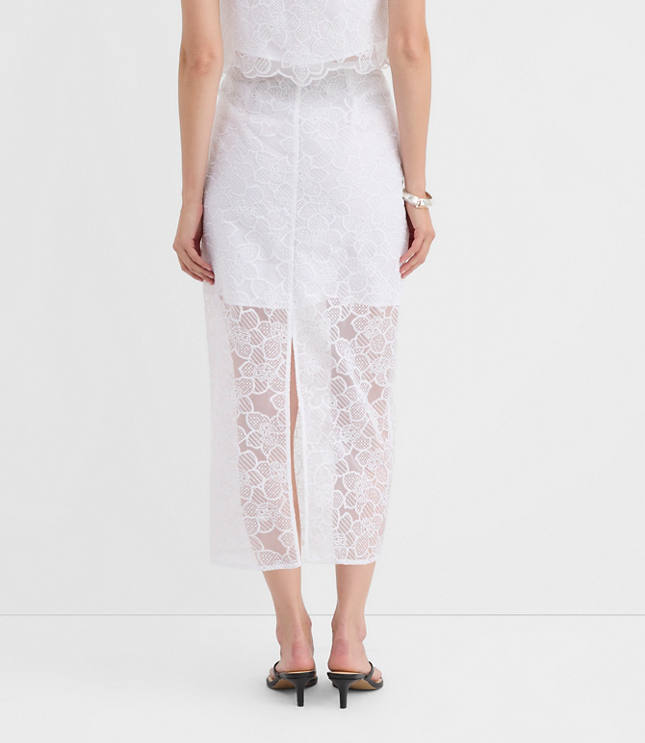 Lace Overlay Midi Skirt