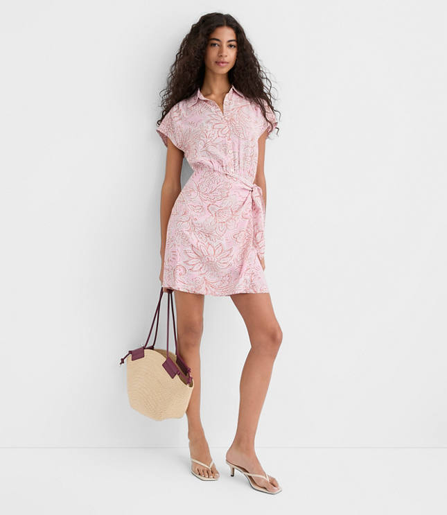 Floral Wrap Mini Shirtdress