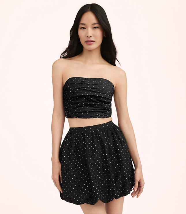 Lately Dotted Poplin Strapless Top