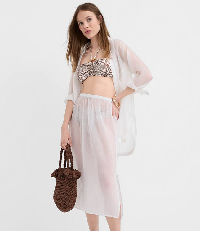 LOFT Beach Sheer Midi Skirt