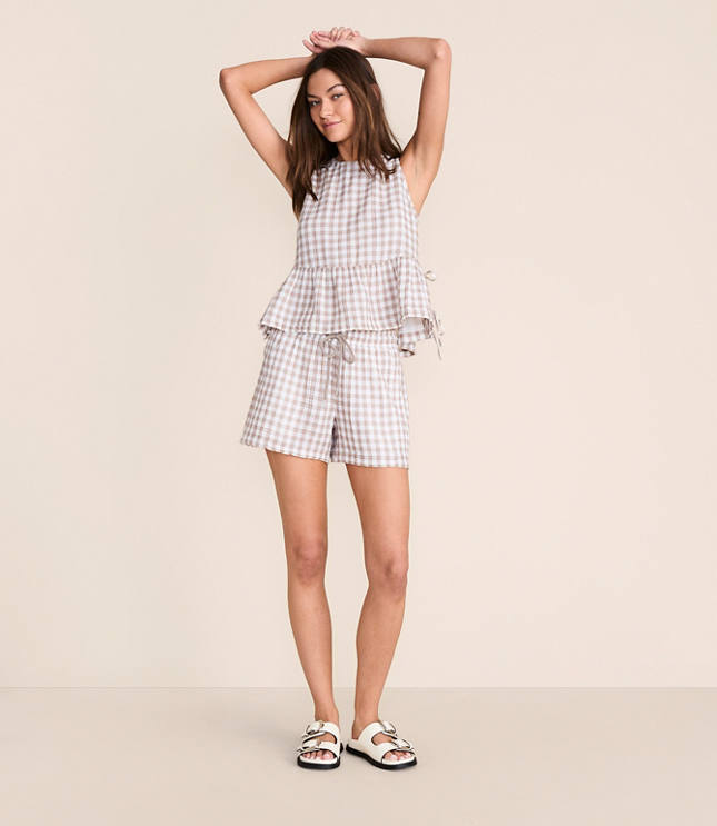 Petite Lou & Grey Checkered Triple Cloth Shorts