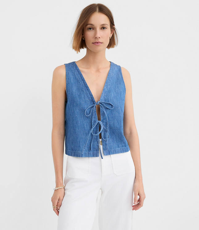 Chambray Bow Vest Top
