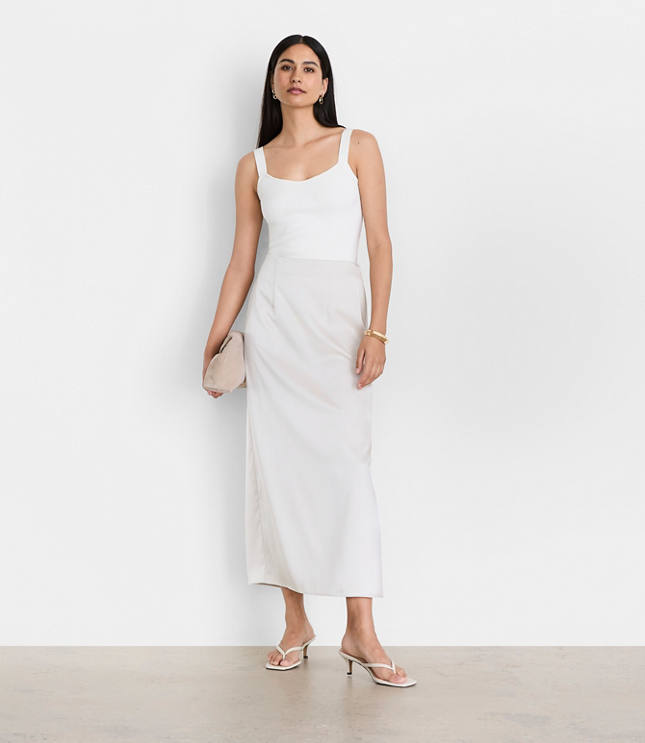 LOFT Versa Satin Column Midi Skirt