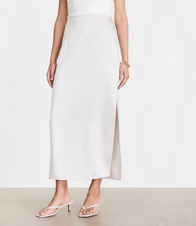 LOFT Versa Satin Column Midi Skirt