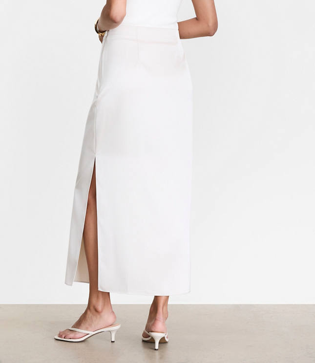 LOFT Versa Satin Column Midi Skirt