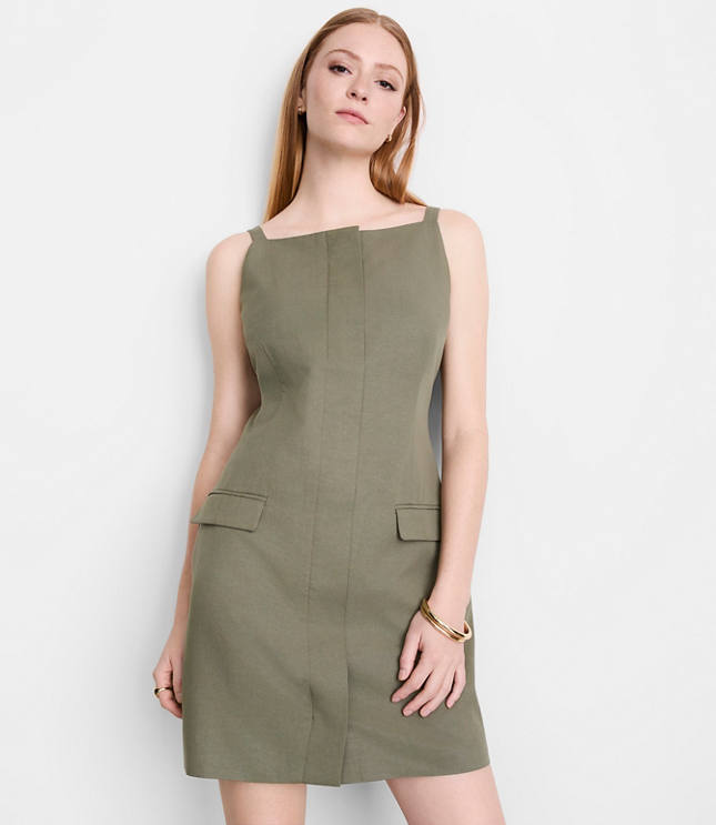 Petite LOFT Versa Pure Spun Apron Mini Pocket Dress