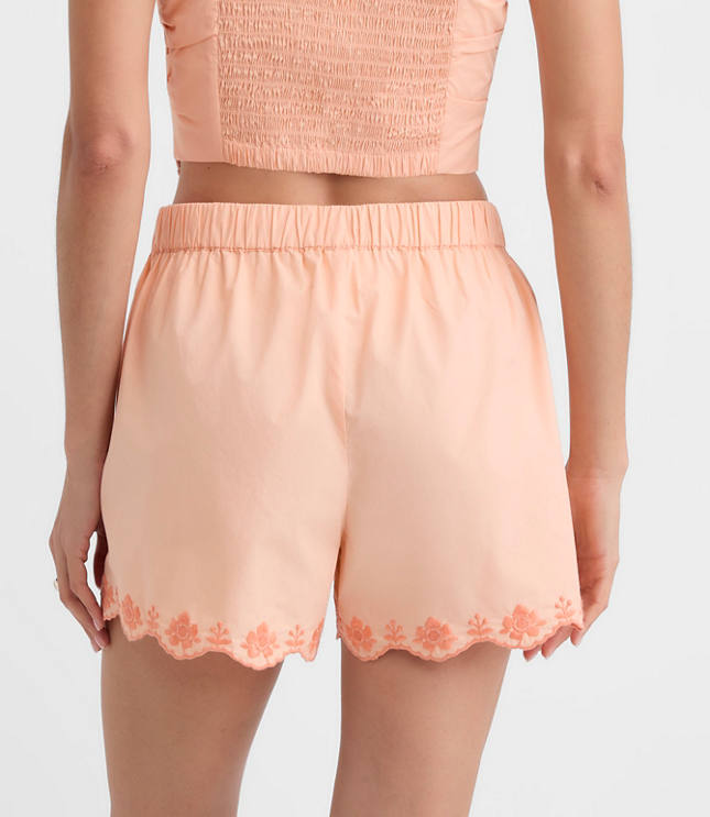 LOFT Beach Floral Embroidered Poplin Shorts