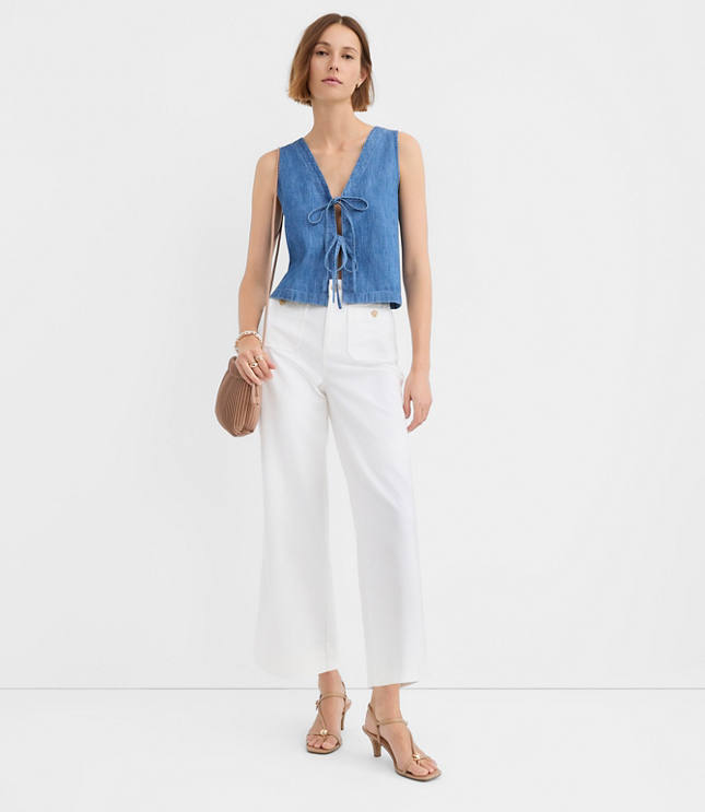 Petite Chambray Bow Vest Top