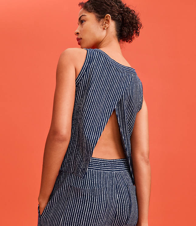 Lou & Grey Striped Open Back Tank Top