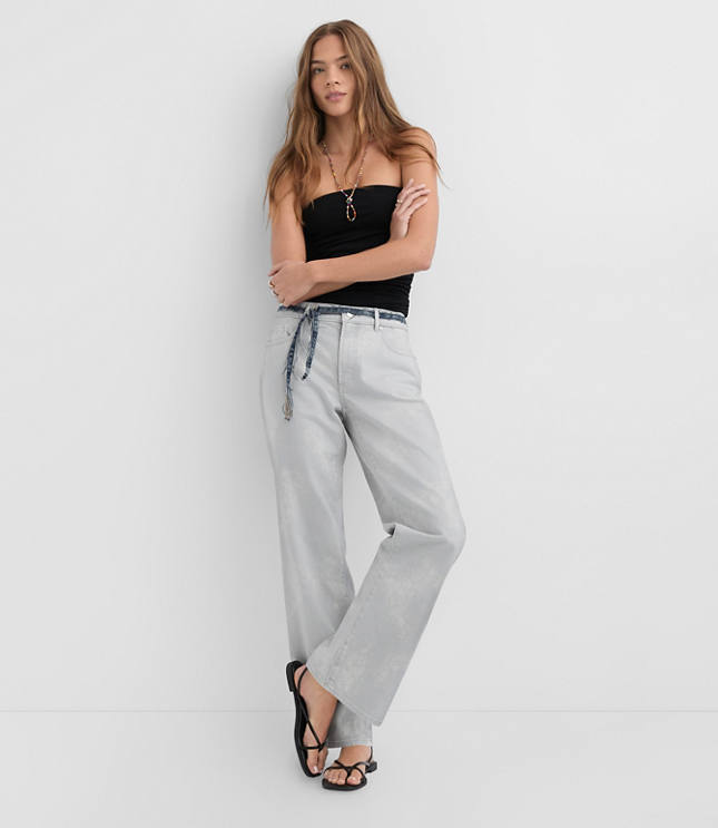 Rivete Tall Mid Rise Relaxed Straight Jeans in Smokey Wash carousel Product Image 1