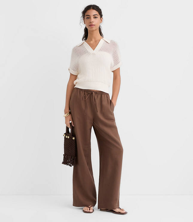 Petite Sawyer Pull On Pants in Linen Blend