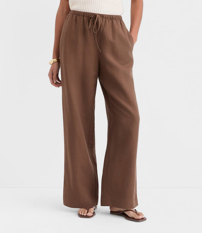Petite Sawyer Pull On Pants in Linen Blend