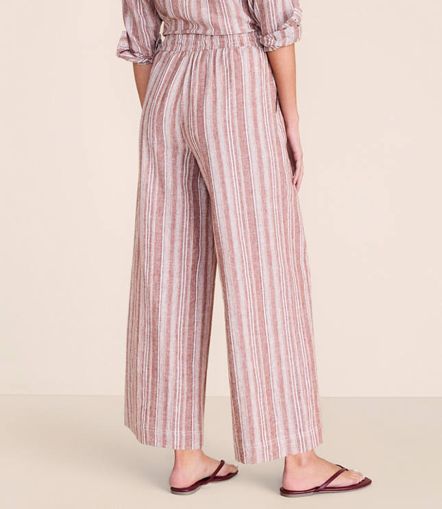 Petite Lou & Grey Striped Linen Cotton Wide Leg Crop Pants