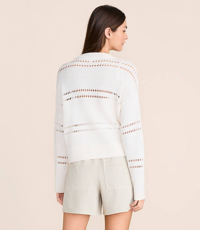 Petite Lou & Grey Pointelle Striped Sweater