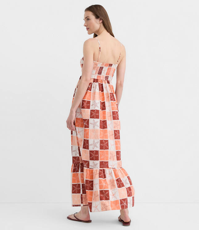 LOFT Beach Starfish Poplin Cutout Twist Maxi Pocket Dress